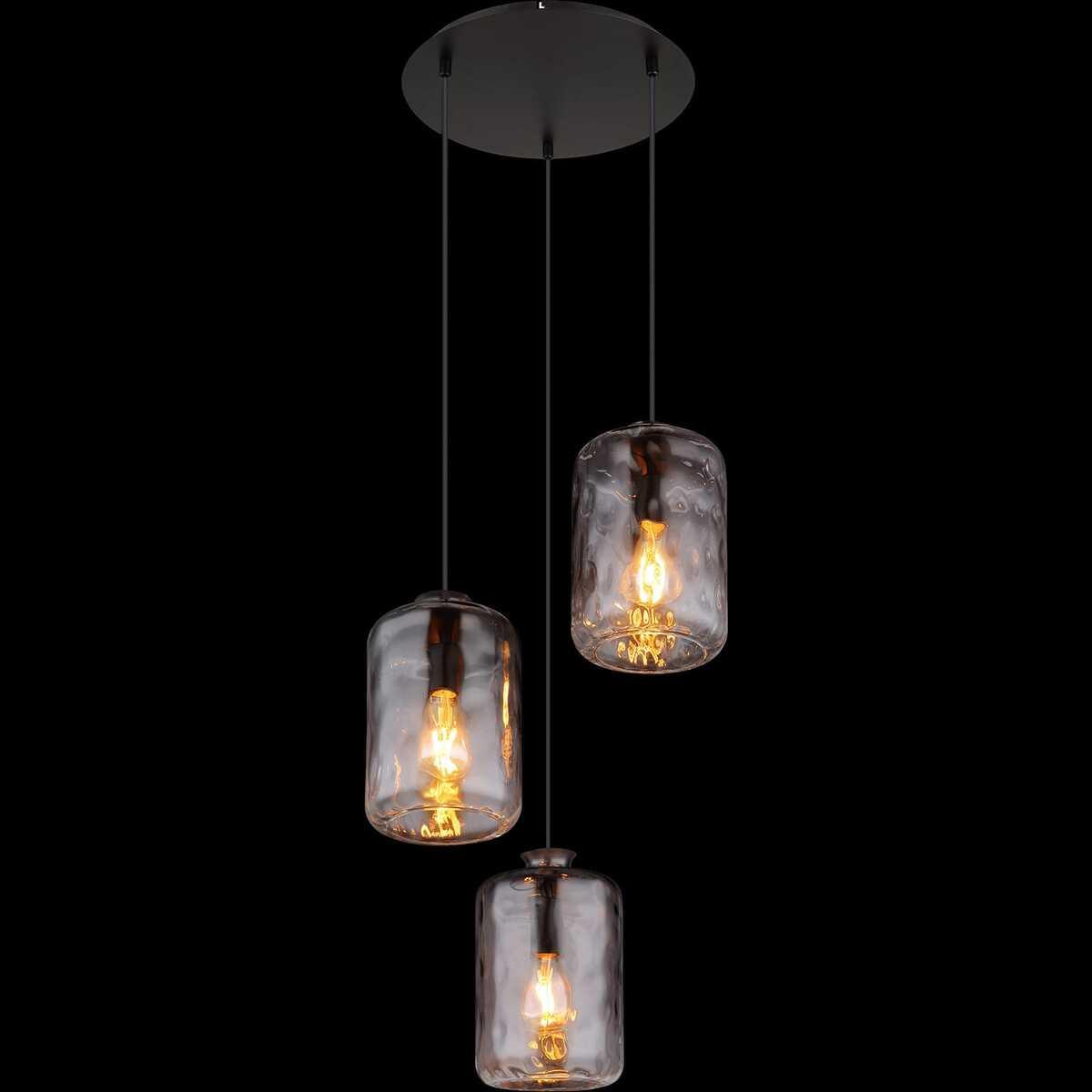 mutoni light Suspension Darina métal noir mat 3xE27  