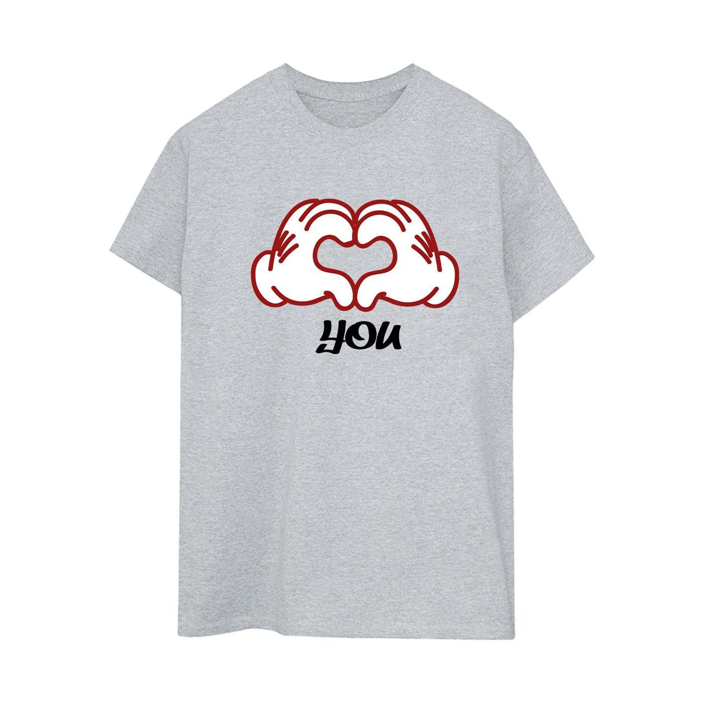 Image of Mickey Mouse Love You Hands Tshirt Damen Grau S