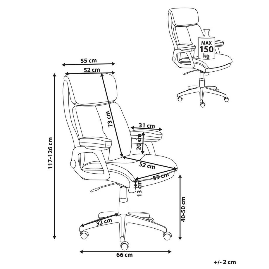 Beliani Fauteuil de bureau en Cuir PU Traditionnel DIRECTOR  