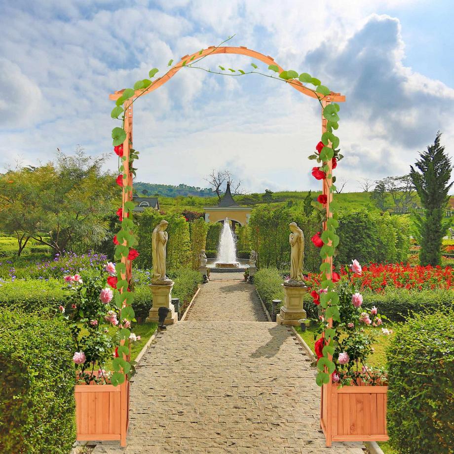 Northix Rosenbogen aus Holz mit 2 Pflanzkästen  