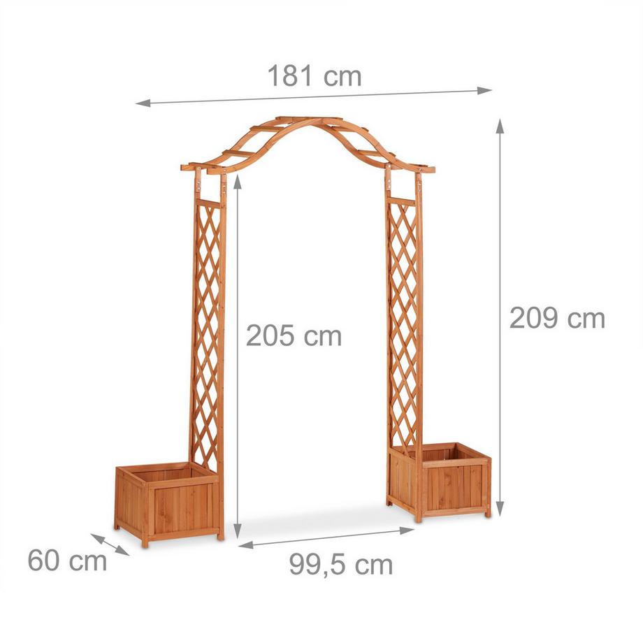 Northix Rosenbogen aus Holz mit 2 Pflanzkästen  