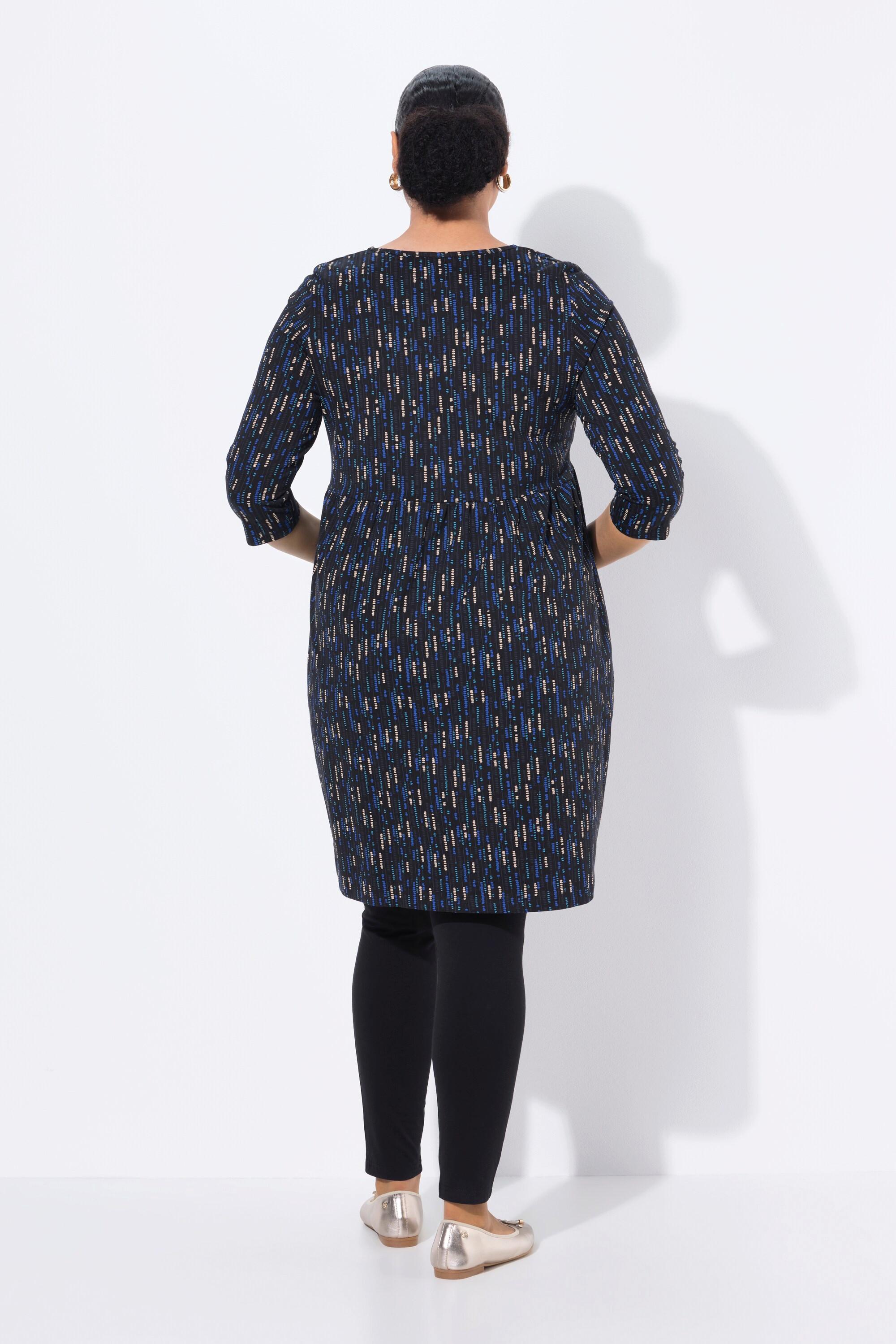 Ulla Popken T-shirt long Col tunisien Manches 3/4 Coupe évasée  