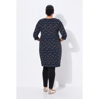 Ulla Popken T-shirt long Col tunisien Manches 3/4 Coupe évasée  