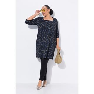 Ulla Popken T-shirt long Col tunisien Manches 3/4 Coupe évasée  