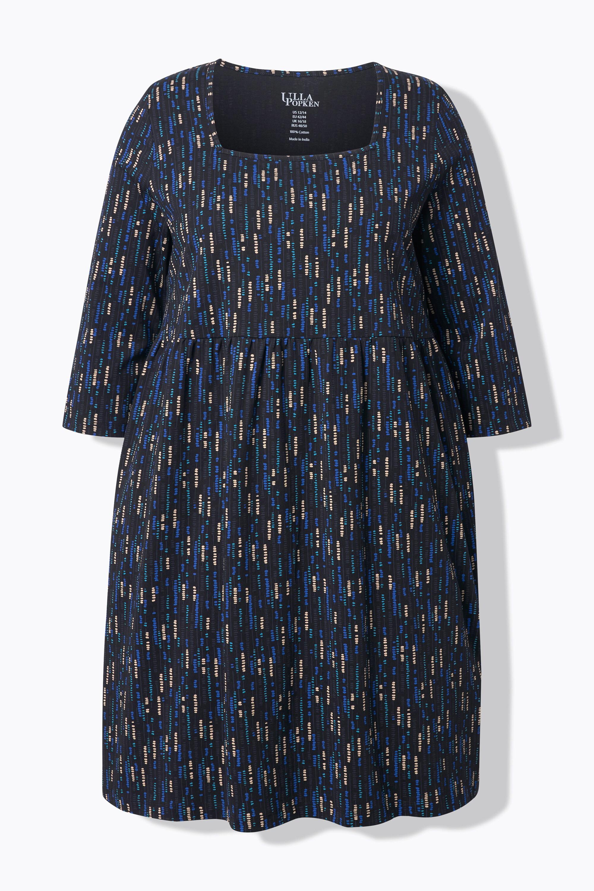 Ulla Popken T-shirt long Col tunisien Manches 3/4 Coupe évasée  