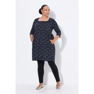 Ulla Popken T-shirt long Col tunisien Manches 3/4 Coupe évasée  