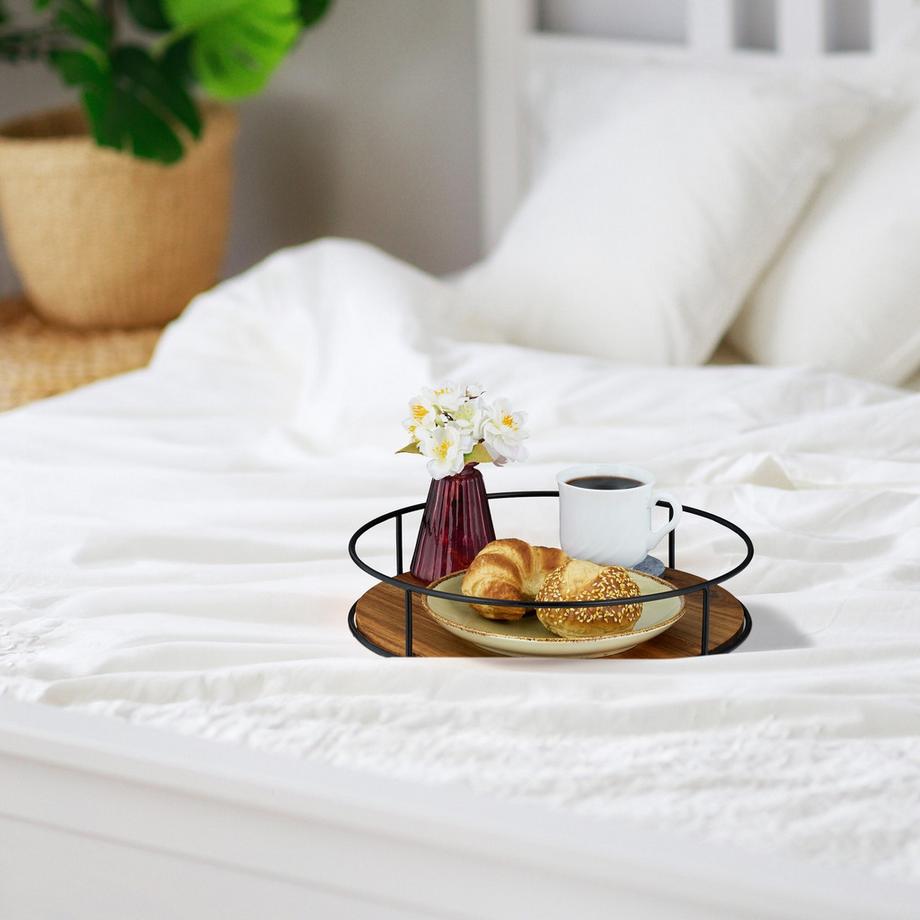 B2X  Rundes Tablett mit Metallrand 