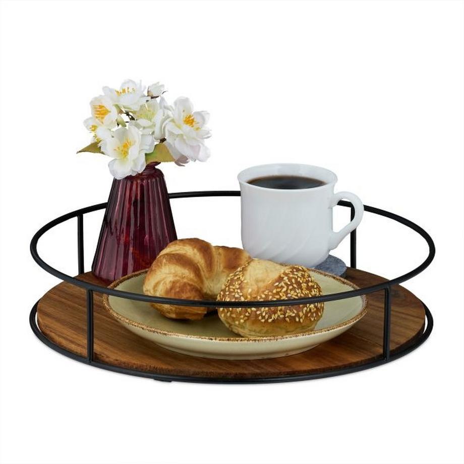 B2X  Rundes Tablett mit Metallrand 