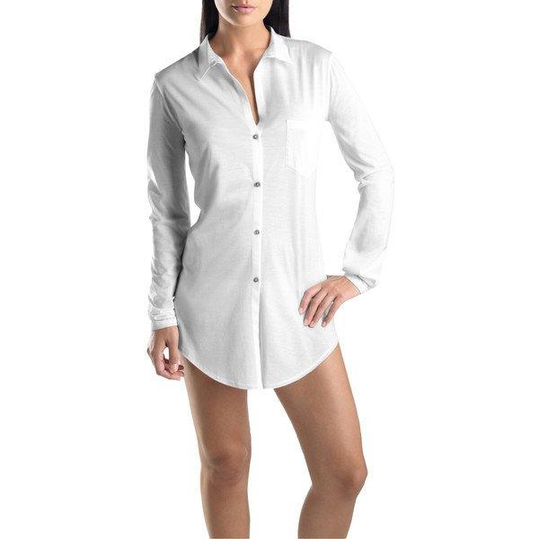 Image of Cotton Deluxe - Nachthemd Langarm Damen Weiss XS