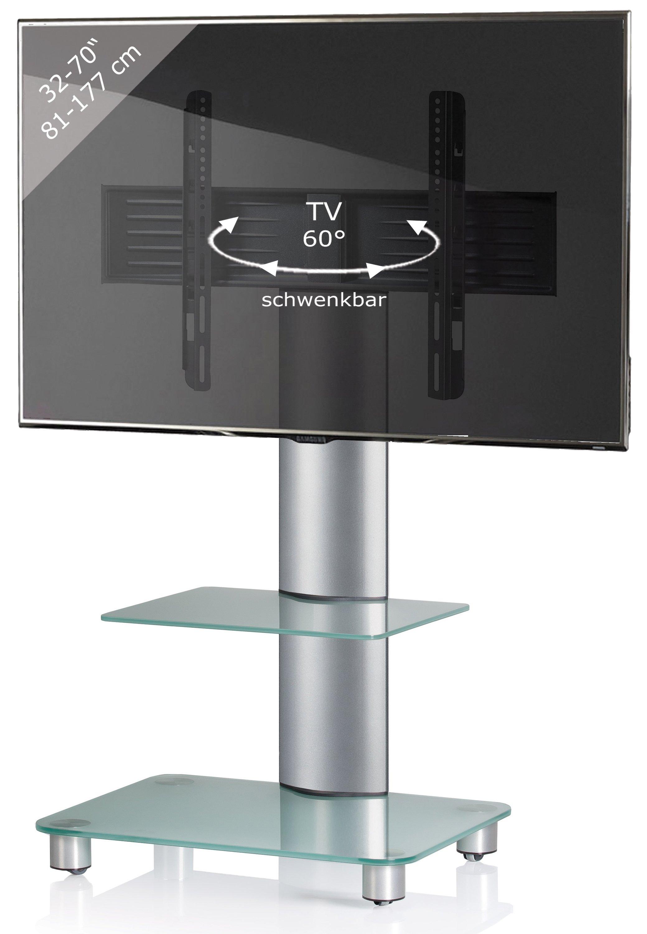 VCM Universal TV VESA Standfuß Ständer Fernseh Rack Alu Glas rollbar Rollen Tosal ZW  