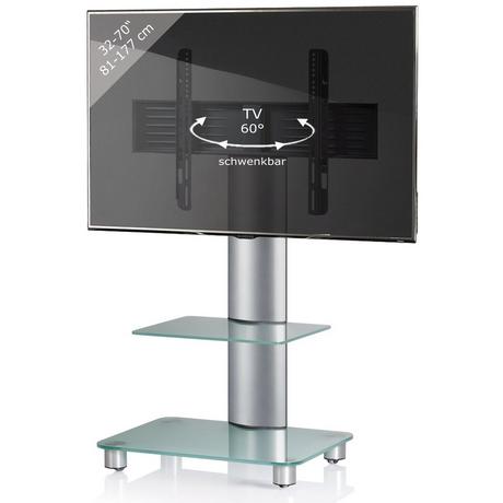 VCM Universal TV VESA Standfuß Ständer Fernseh Rack Alu Glas rollbar Rollen Tosal ZW  