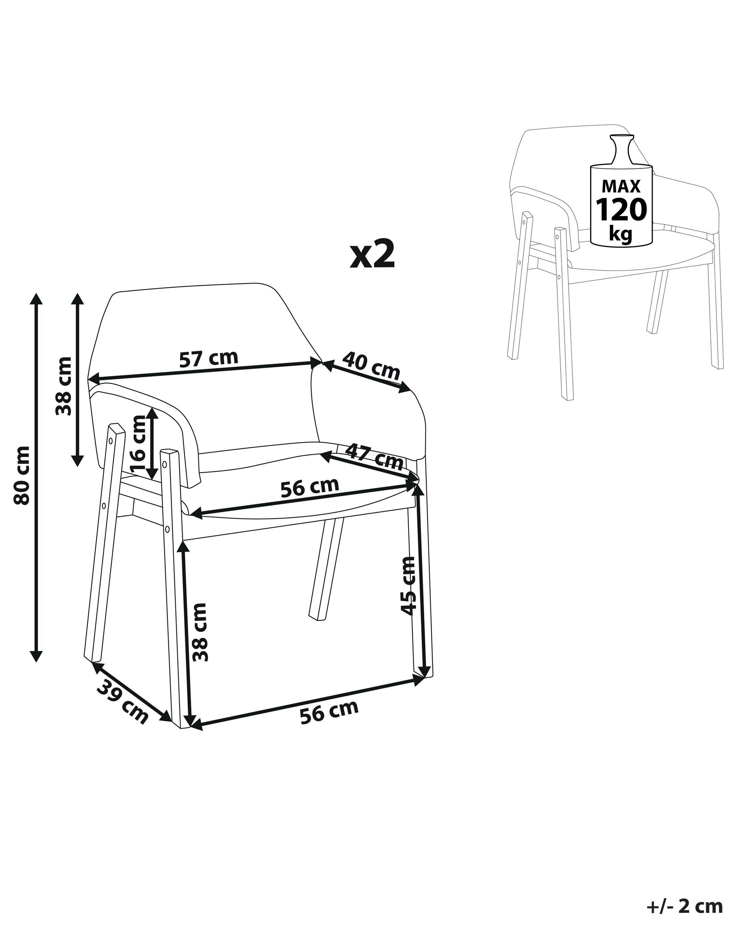 Beliani Lot de 2 chaises de salle à manger en Polyester Rétro ALBION  