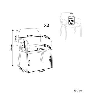 Beliani Lot de 2 chaises de salle à manger en Polyester Rétro ALBION  