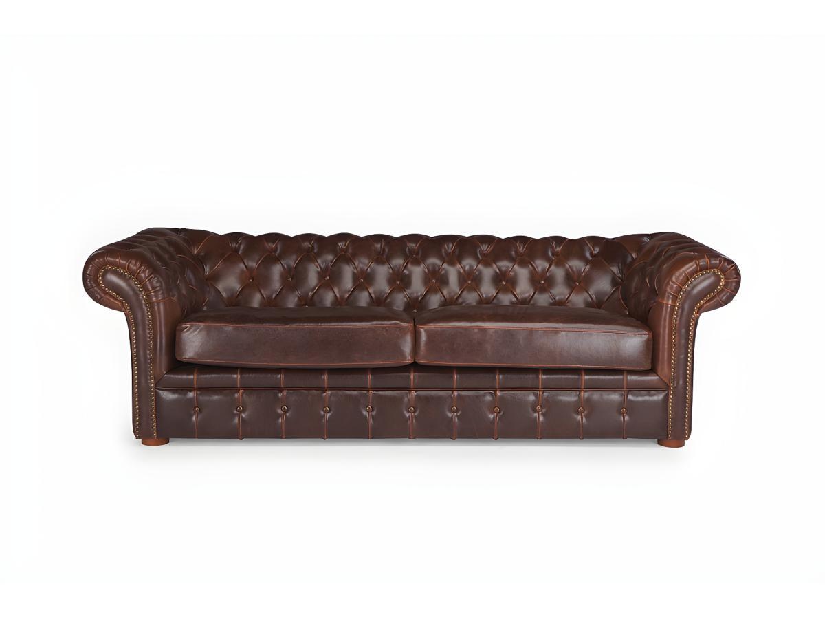 Vente-unique Chesterfield Ledersofa 3Sitzer CLOTAIRE Vintage Leder  