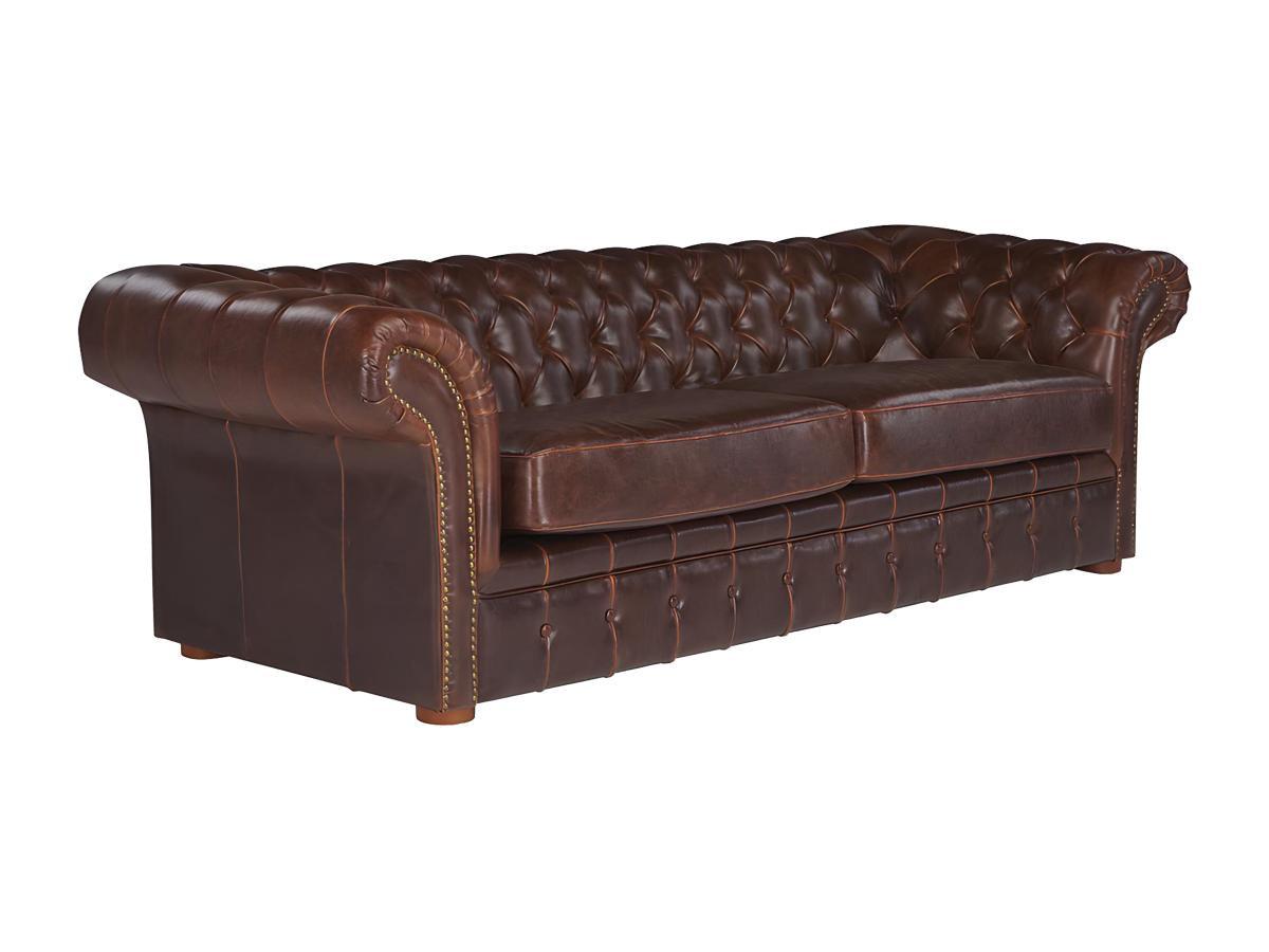 Vente-unique Chesterfield Ledersofa 3Sitzer CLOTAIRE Vintage Leder  