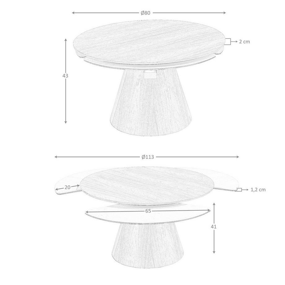 ANGEL CERDA Table basse ronde extensible  