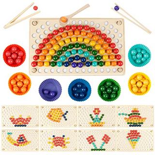 Activity-board  Jeu de société Clip Beads en bois, jouet en bois Rainbow Ball en bois 