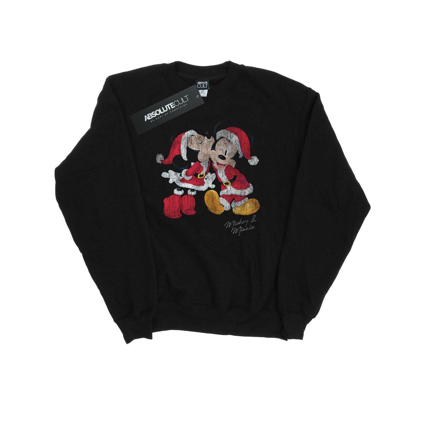 Image of Mickey And Minnie Christmas Kiss Sweatshirt Herren Schwarz S