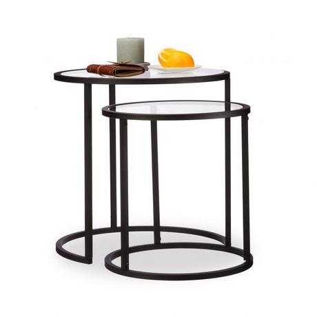 B2X Ensemble de 2 tables basses en verre  