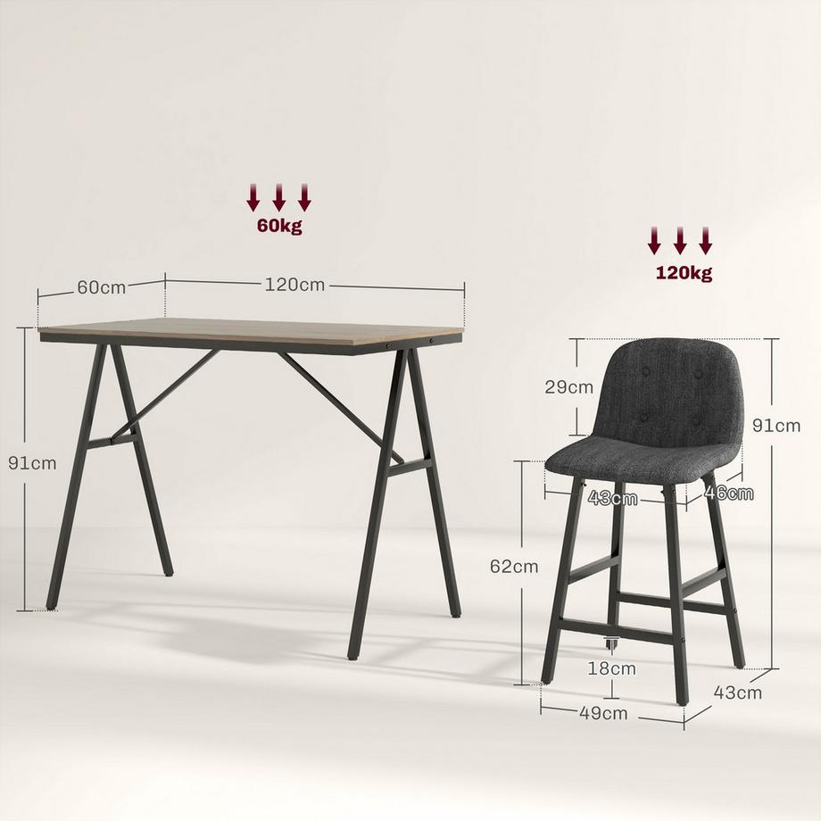 Northio  Stehtisch mit Hockern, 5-teilige Essgruppe, Küchen- oder Bistrotisch 