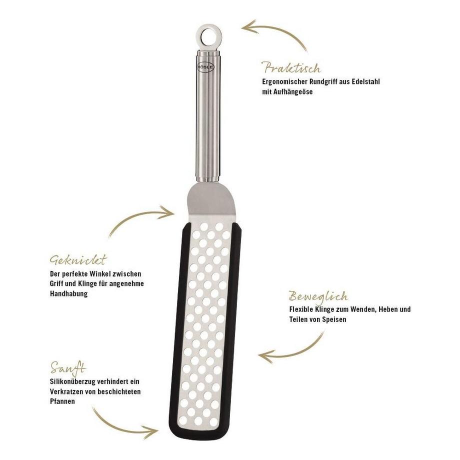Rösle  Wender flexibel Rundgriff gelocht InoxSilikon 32cm 