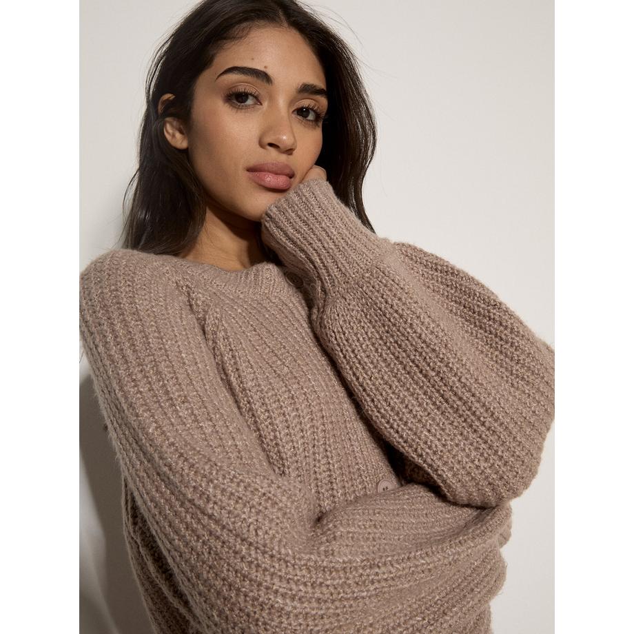 APRICOT Cardigan en maille côtelée épaisse en mélange de coton  