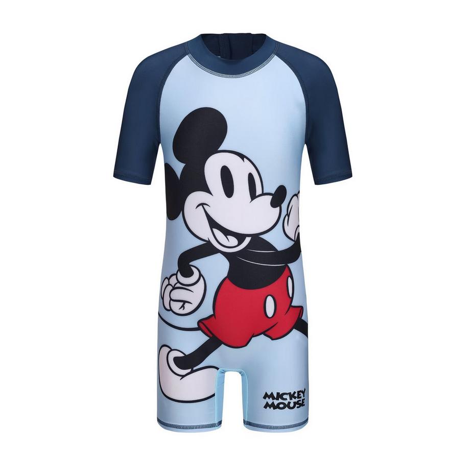Maillot De Bain 1 Pièce Manches Contrastées Motif Mickey Mouse