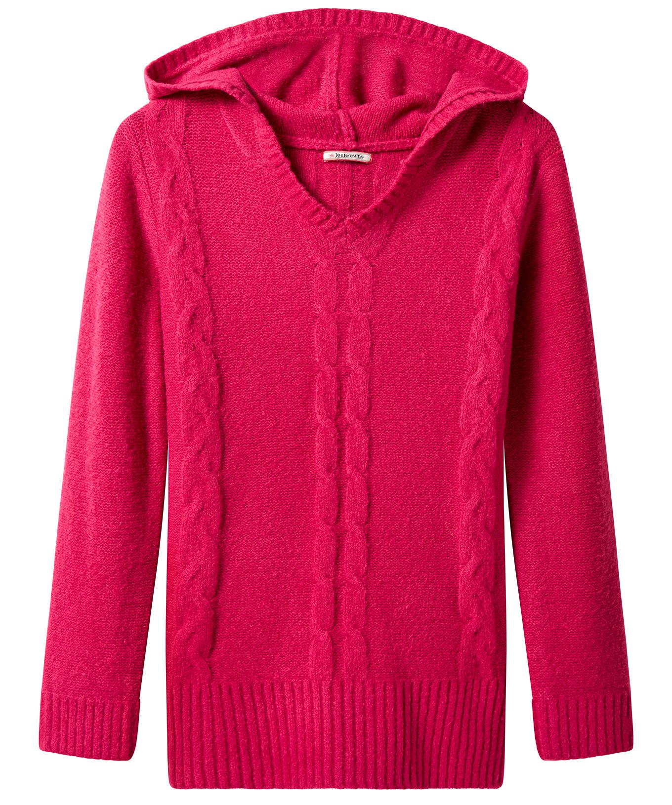 Joe Browns Maglione lampone con cappuccio a trecce  