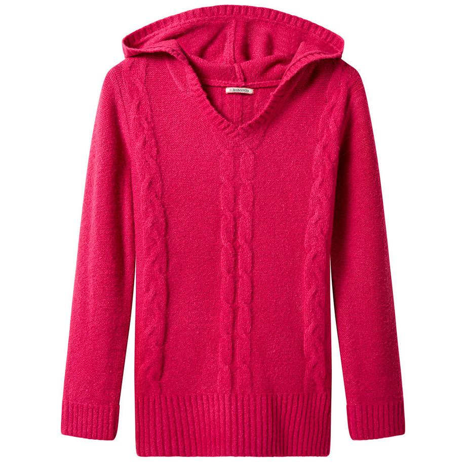 Joe Browns Himbeerfarbener Kapuzen-Zopfpullover  