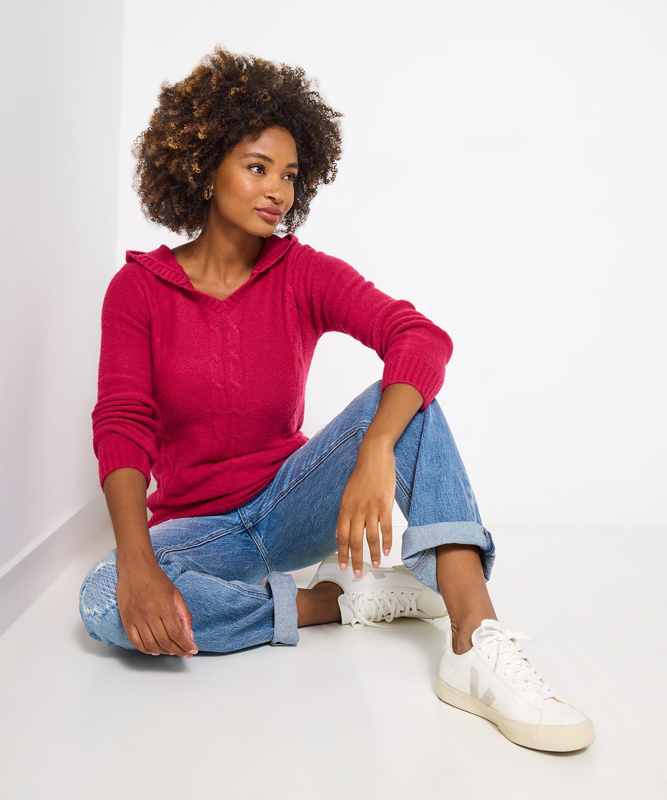 Joe Browns Maglione lampone con cappuccio a trecce  