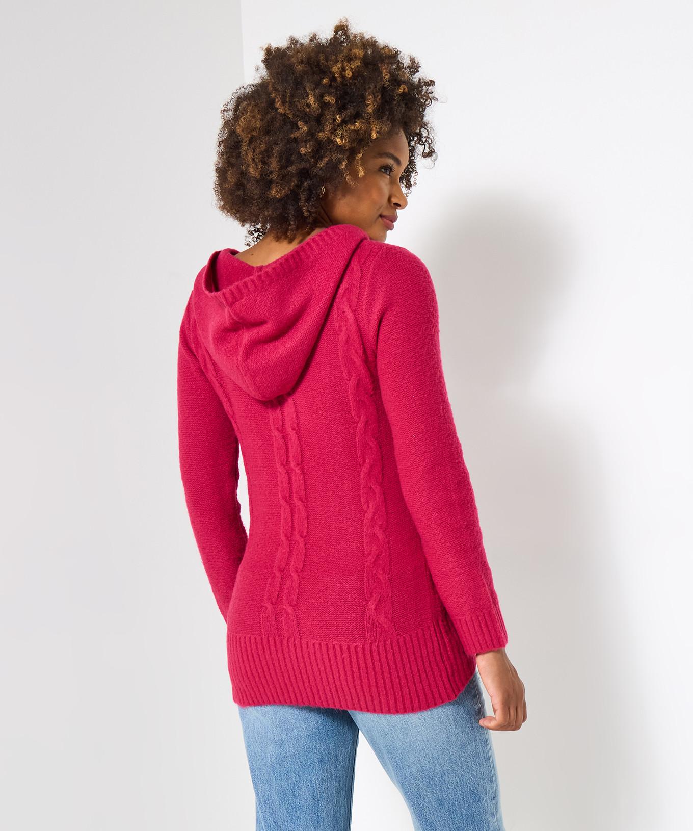 Joe Browns Maglione lampone con cappuccio a trecce  