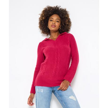 Joe Browns Maglione lampone con cappuccio a trecce  