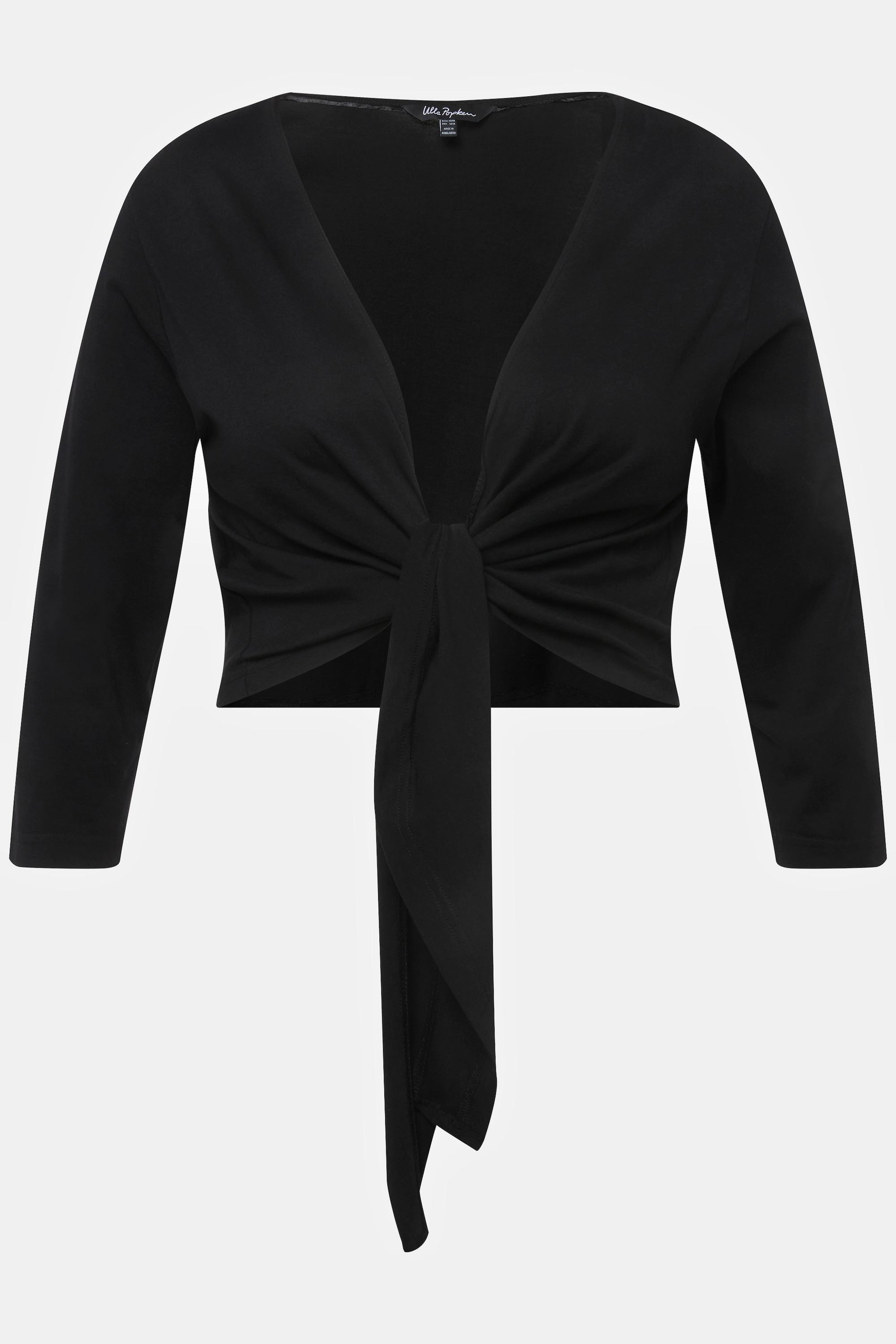 Ulla Popken  Bolero, kurze Jacke, Jersey, 3/4-Arm, Saumknoten 