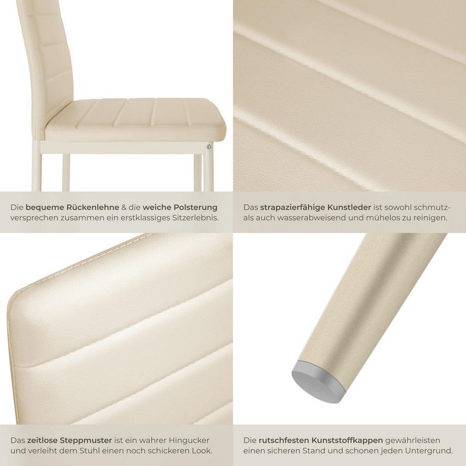 Tectake Ensemble de chaises de salle à manger THOMAS rembourrées avec revêtement aspect cuir  