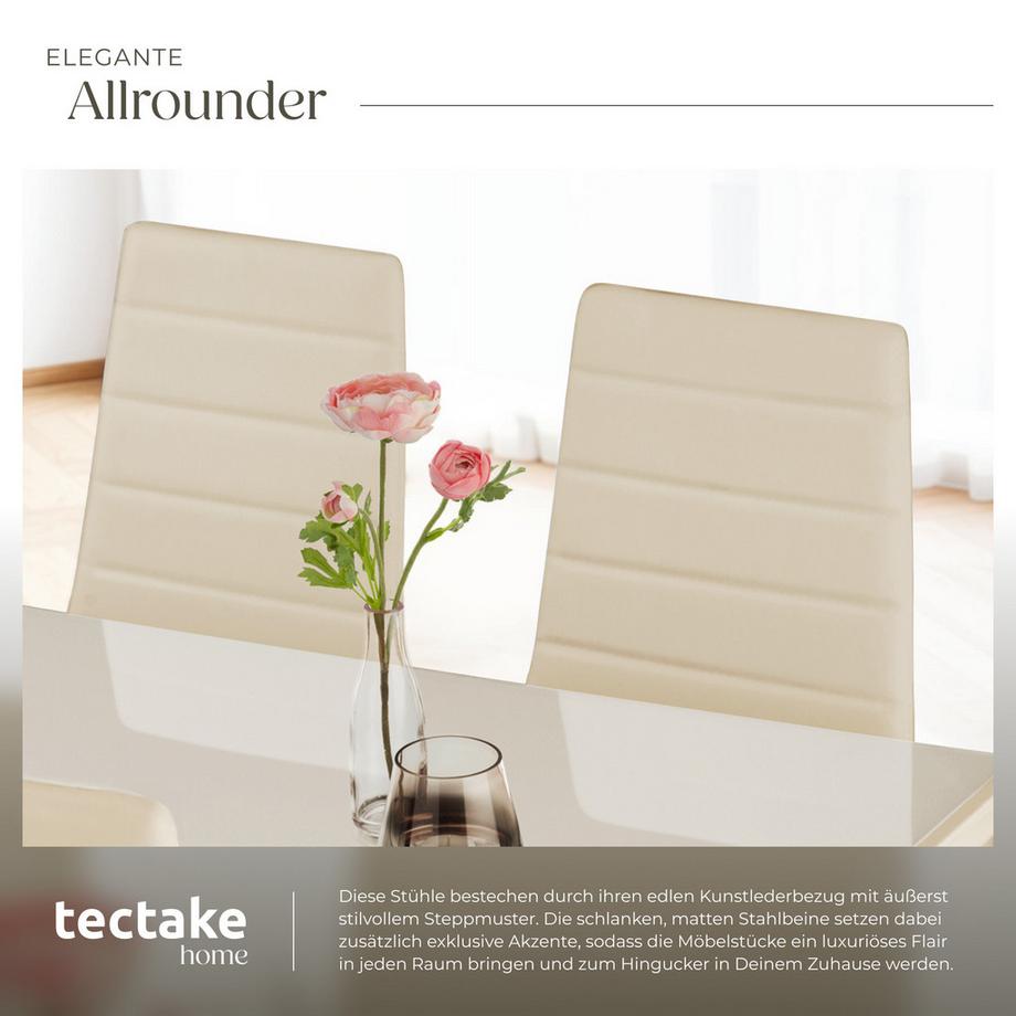 Tectake Ensemble de chaises de salle à manger THOMAS rembourrées avec revêtement aspect cuir  