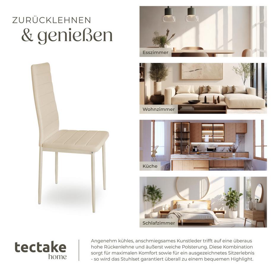 Tectake Ensemble de chaises de salle à manger THOMAS rembourrées avec revêtement aspect cuir  