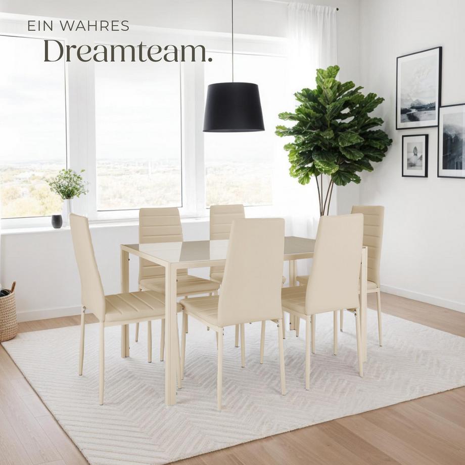 Tectake Ensemble de chaises de salle à manger THOMAS rembourrées avec revêtement aspect cuir  