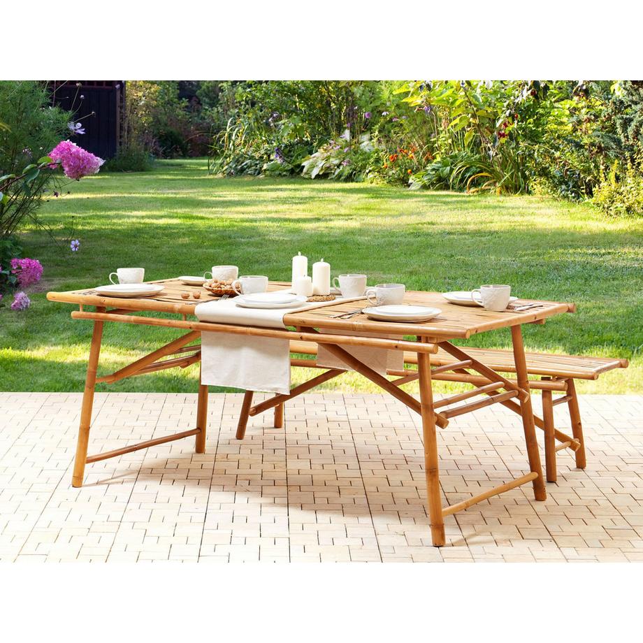 Beliani Tavolo da pranzo da giardino en Legno di bambù Boho TINDARI  