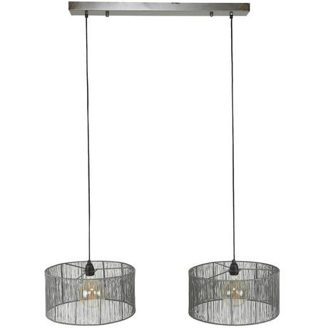 mutoni Lampe à suspension Stringshade 2L Métal Noir Nickel  