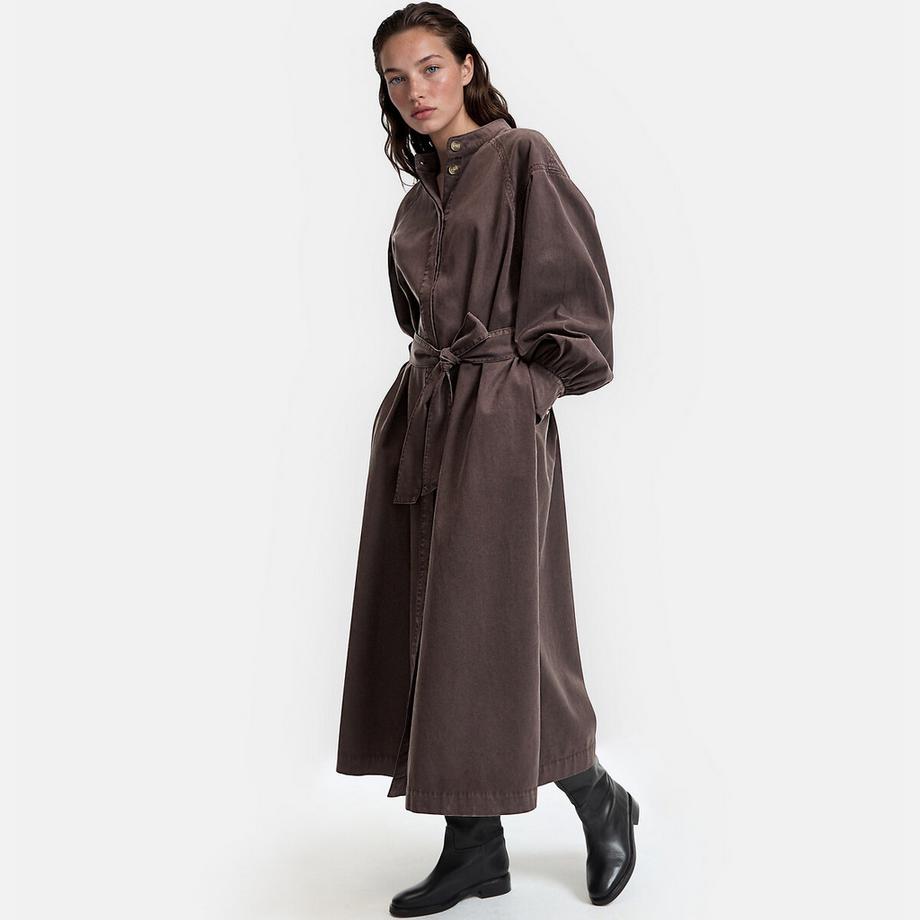 La Redoute Collections Robe longue à manches bouffantes en lyocell et coton  