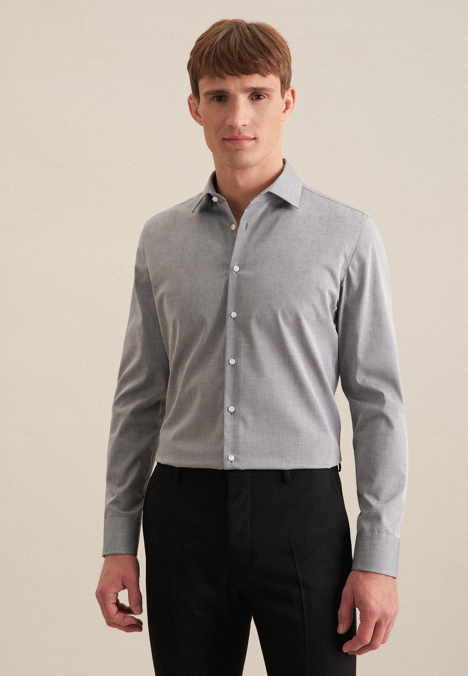 Image of Business Hemd X-slim Fit Langarm Uni Herren Taubengrau 43