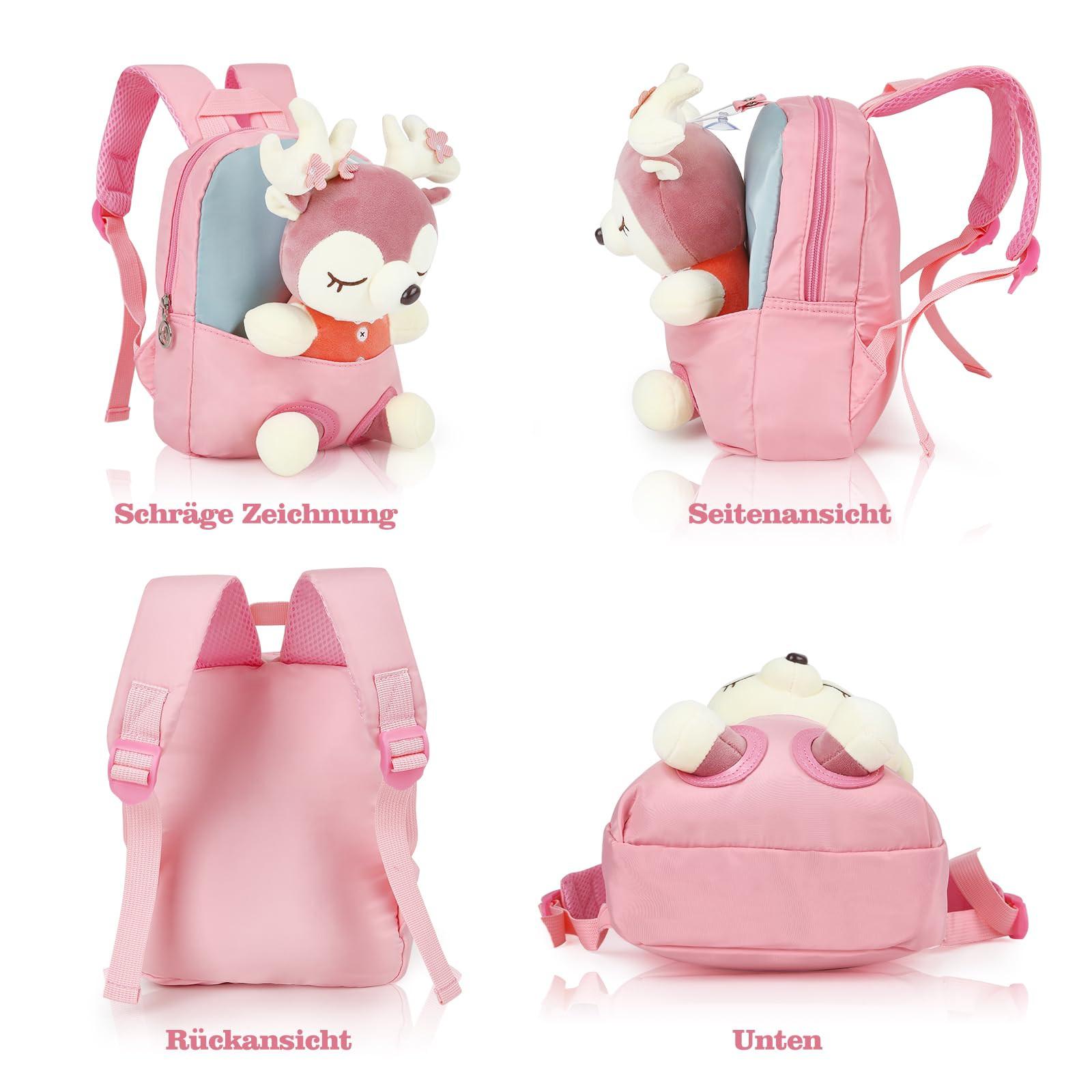 Only-bags.store  Sac à dos pour petits enfants, sac à dos de poupée en peluche détachable pour la maternelle 