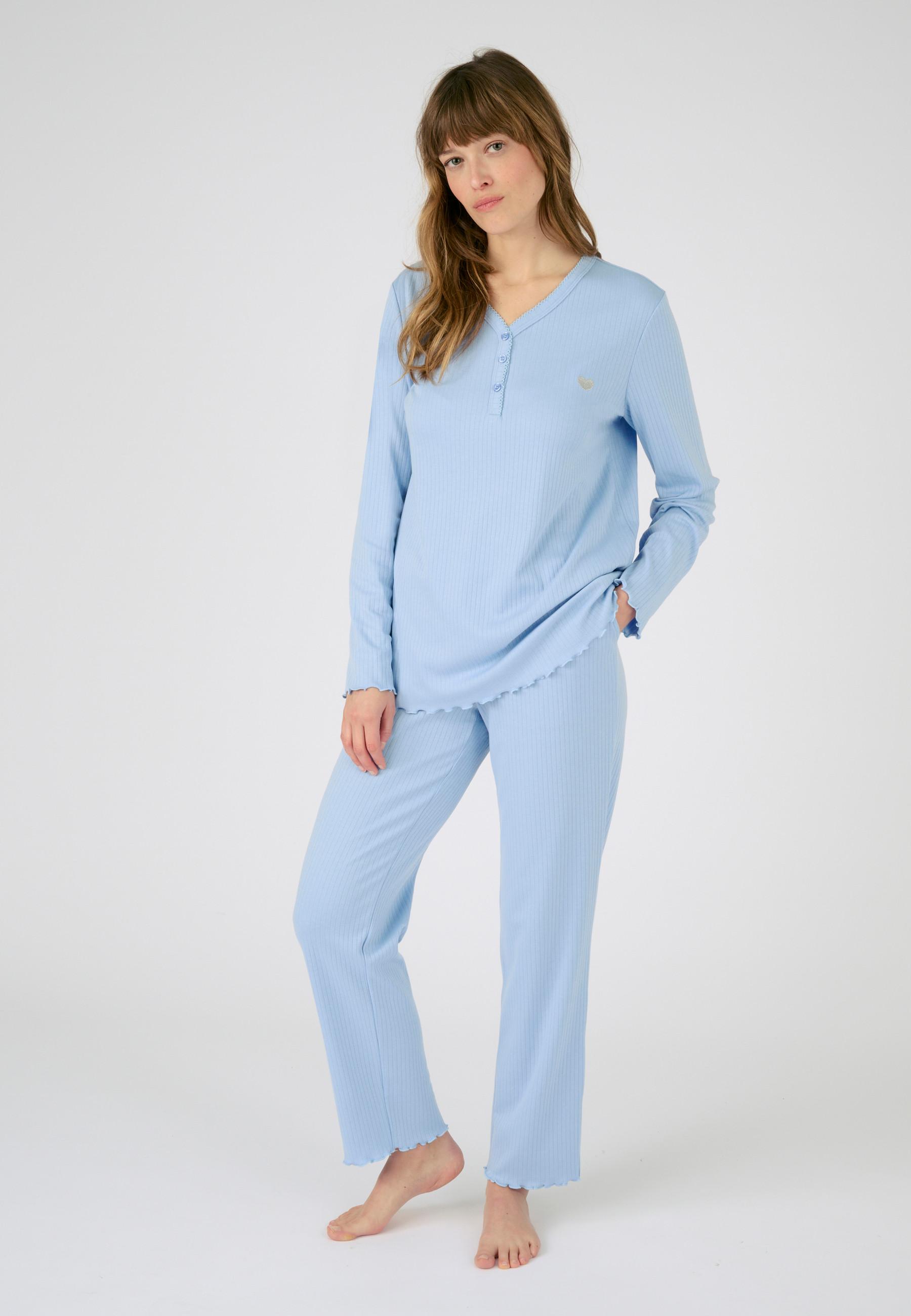 Image of Pyjama Aus Weichem Und Elastischem Interlock-rippstrick Unisex Blau 42/44