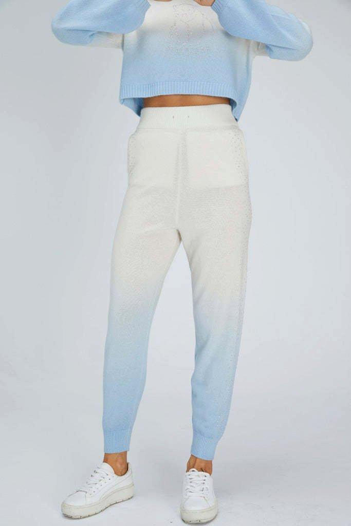 Image of Lange Kaschmirhose Mit Farbverlauf (mit Kristall-touch) Damen Himmelblau M