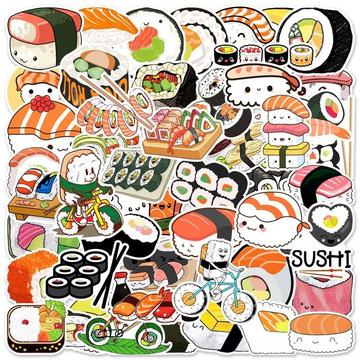 Autocollants uniques - motifs sushi - 50 pcs