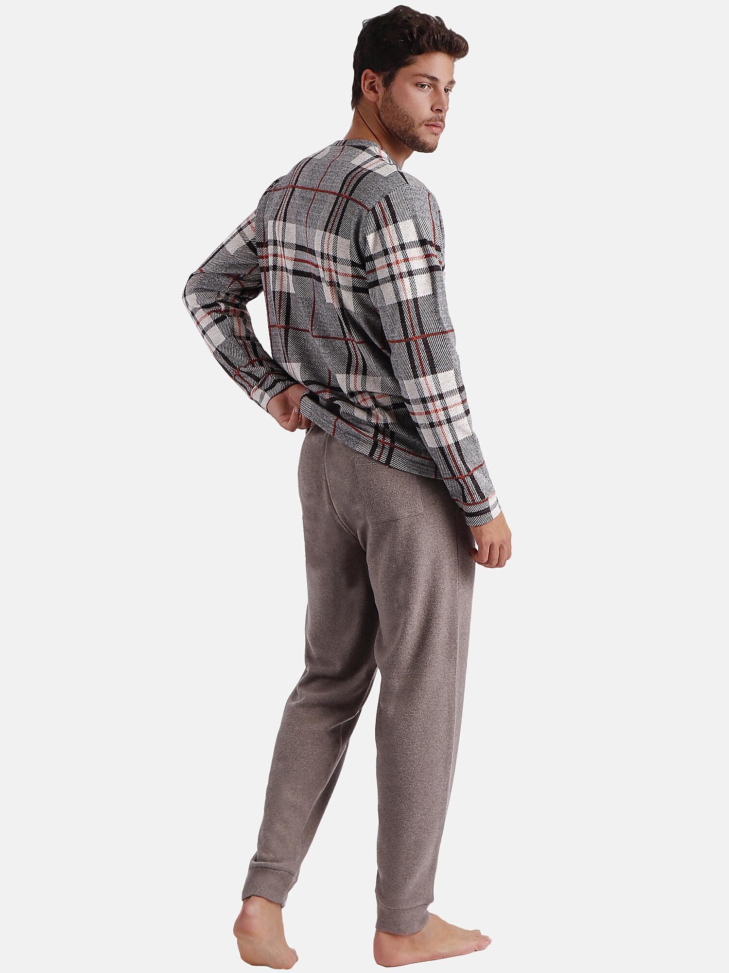 Admas  Pyjama Hausanzug Hose und Oberteil mit langen Ärmeln Tartan 