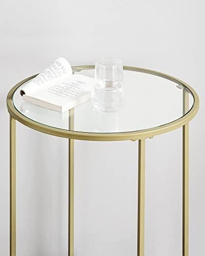 Pricenet Goldener Beistelltisch: Moderne Eleganz mit Vintage-Flair  