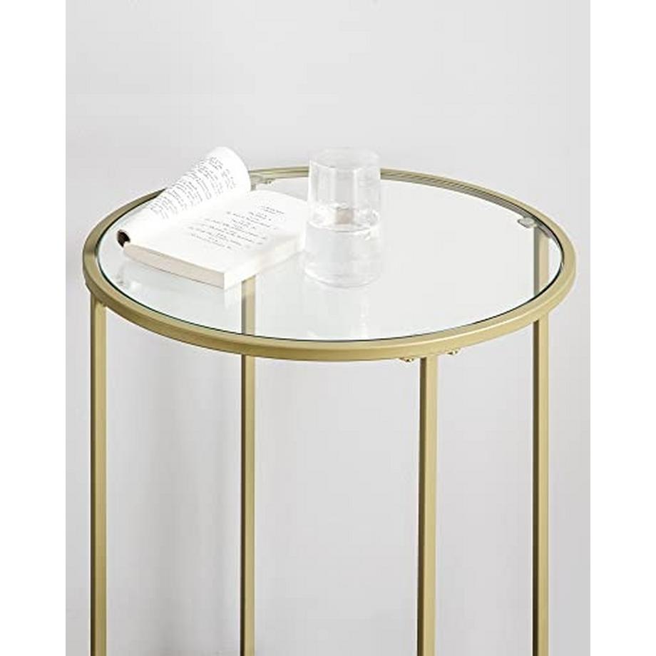 Pricenet Goldener Beistelltisch: Moderne Eleganz mit Vintage-Flair  