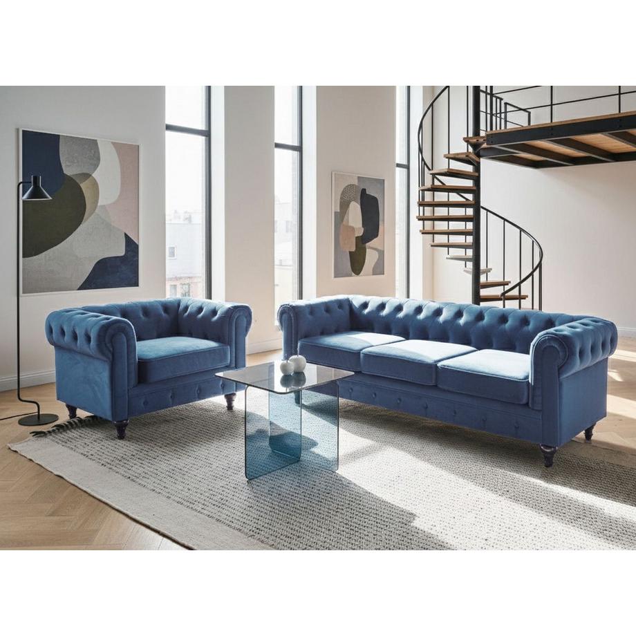 Beliani Wohnzimmer Set aus Samtstoff Glamourös CHESTERFIELD  