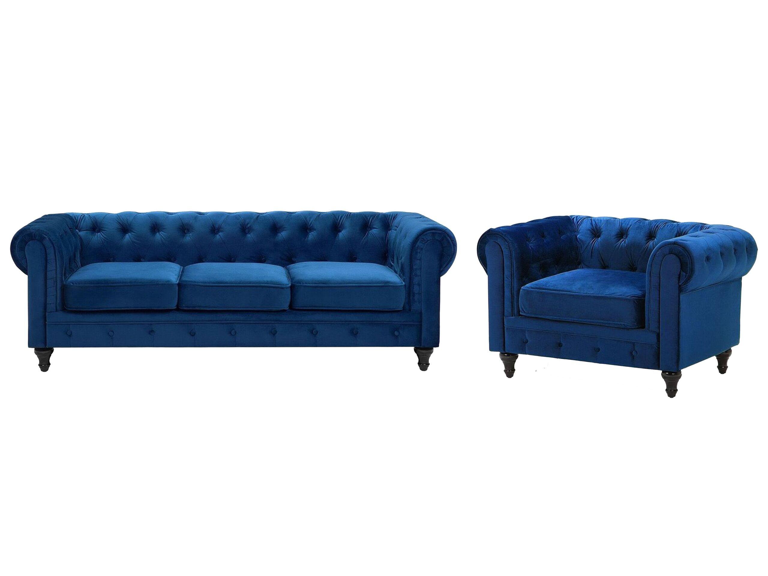 Beliani Ensemble de salon en Velours Glamour CHESTERFIELD  